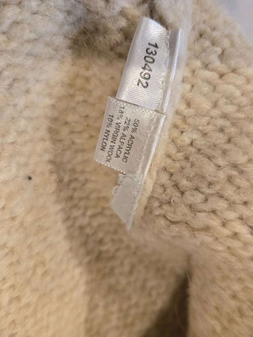 LOFT Turtleneck Sweater Cream Chunky Knit Alpaca Wool Blend Size M - Picture 3 of 15